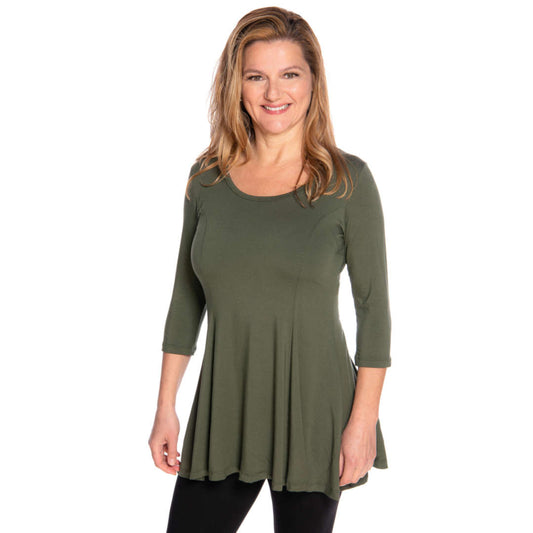 Fit and flare women's top in olive on sale