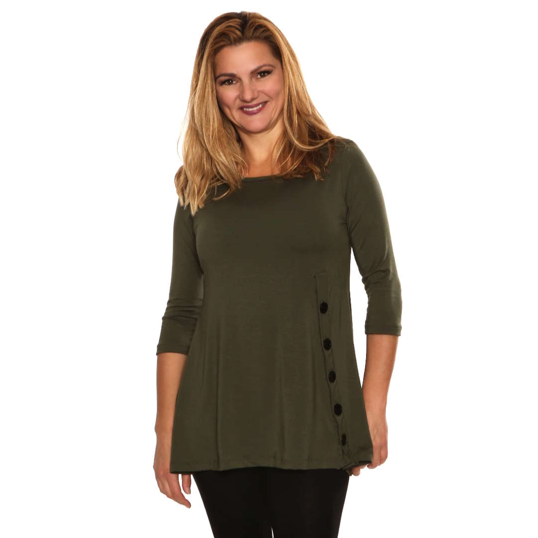Slimming Button A-Line Womans Top