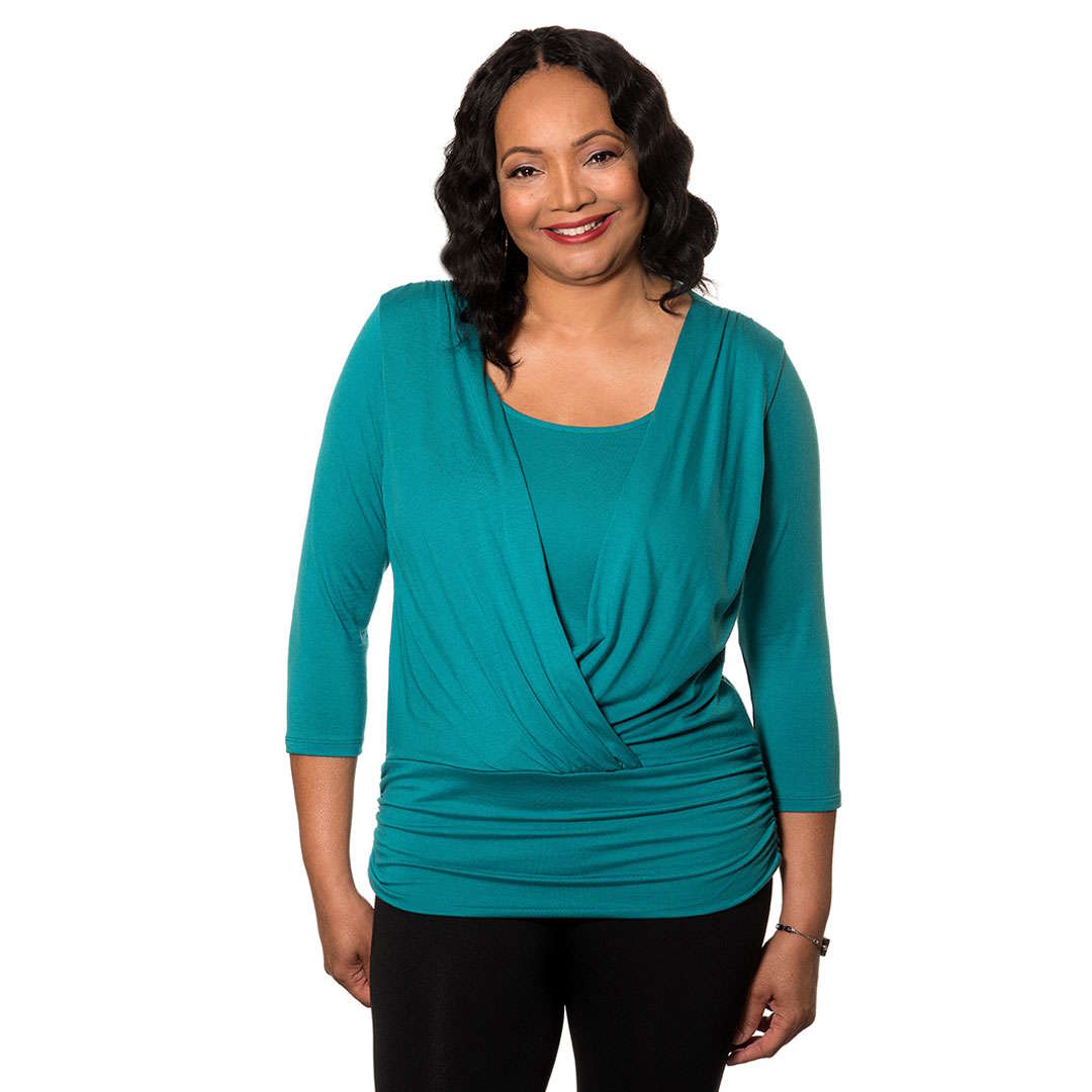 Flattering Wrap Over womans top