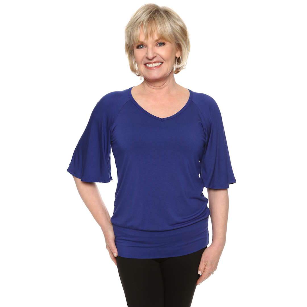 Bell sleeved women's top in royal blue