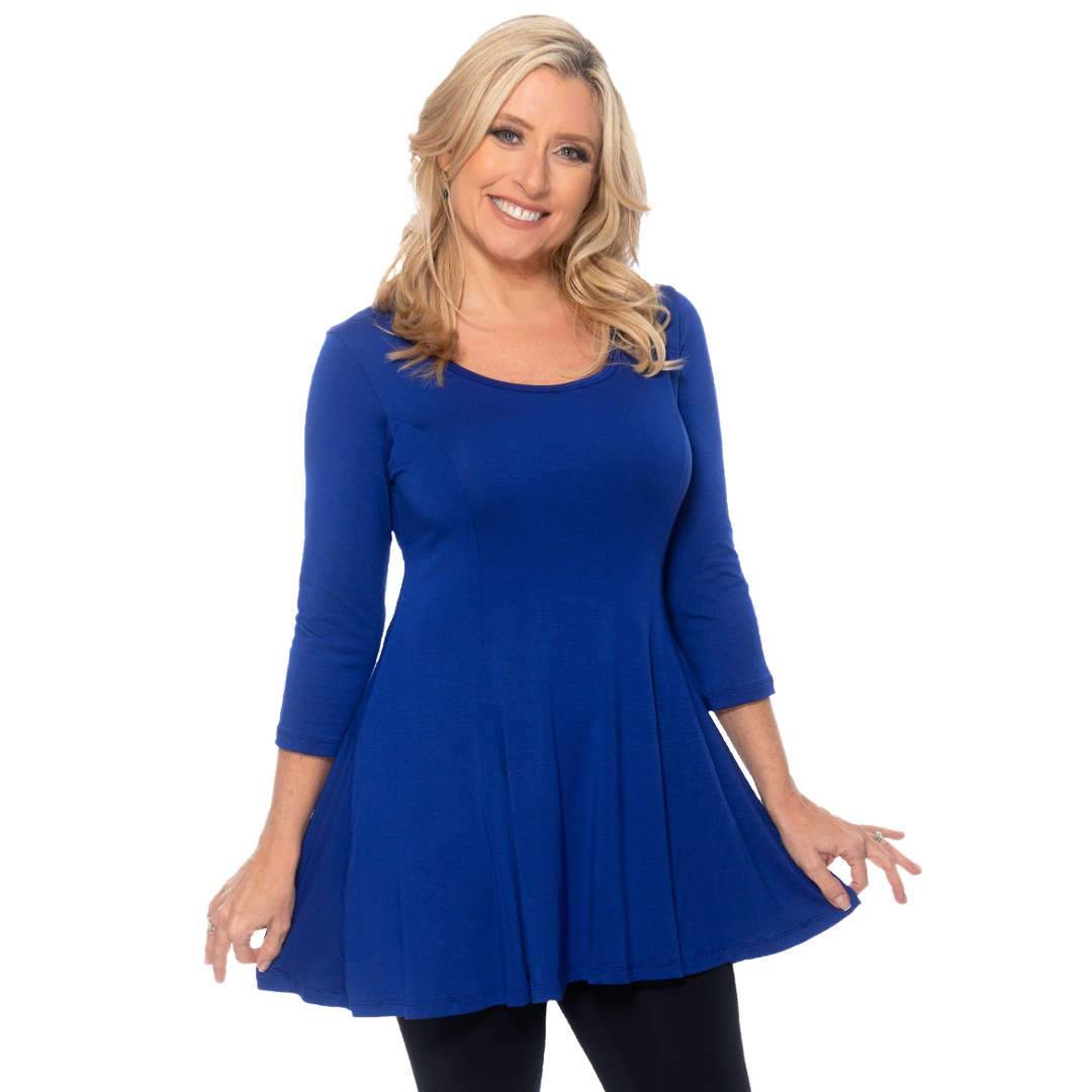 The fun and flirty fit and flare women's top in  royal blue