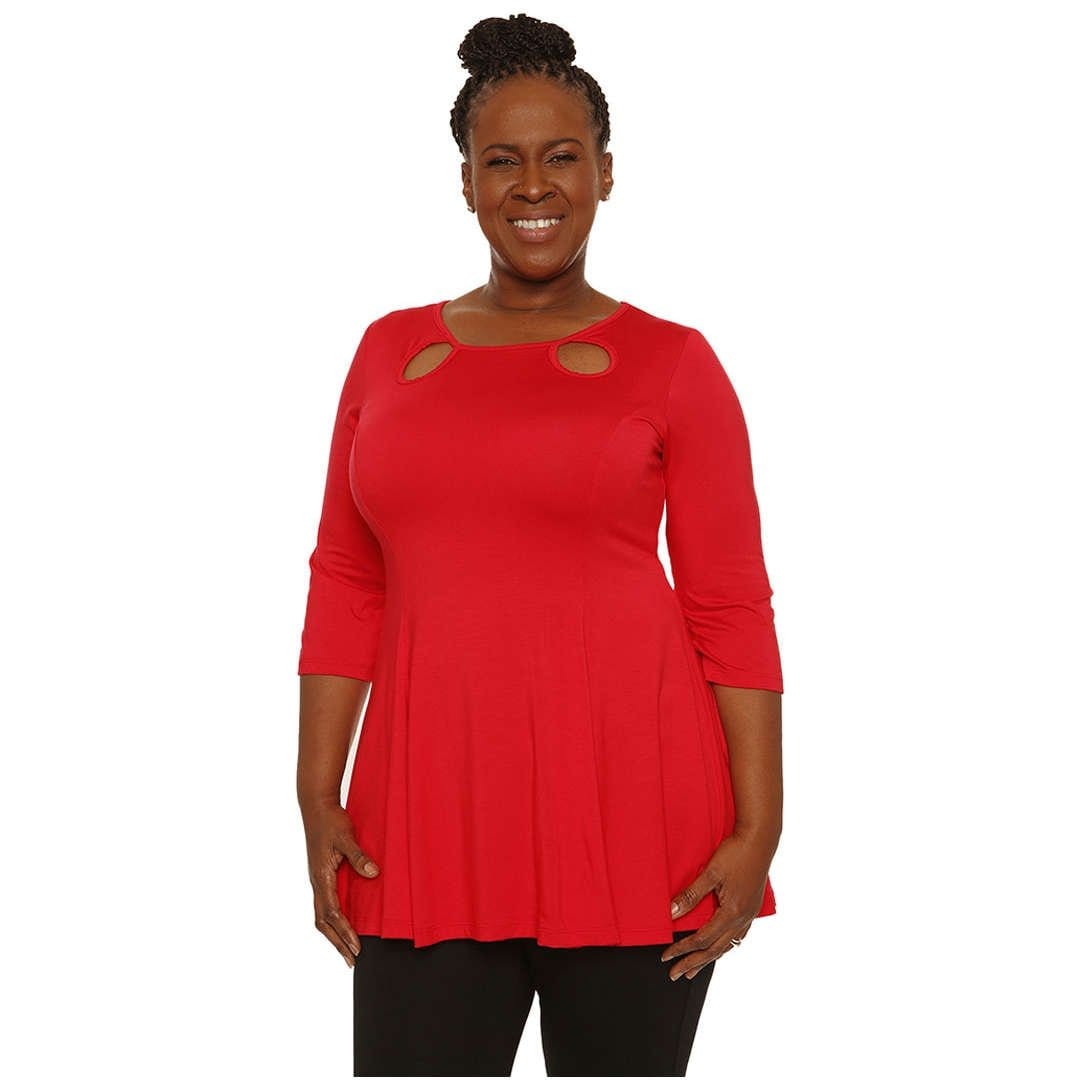 red Keyhole women's top