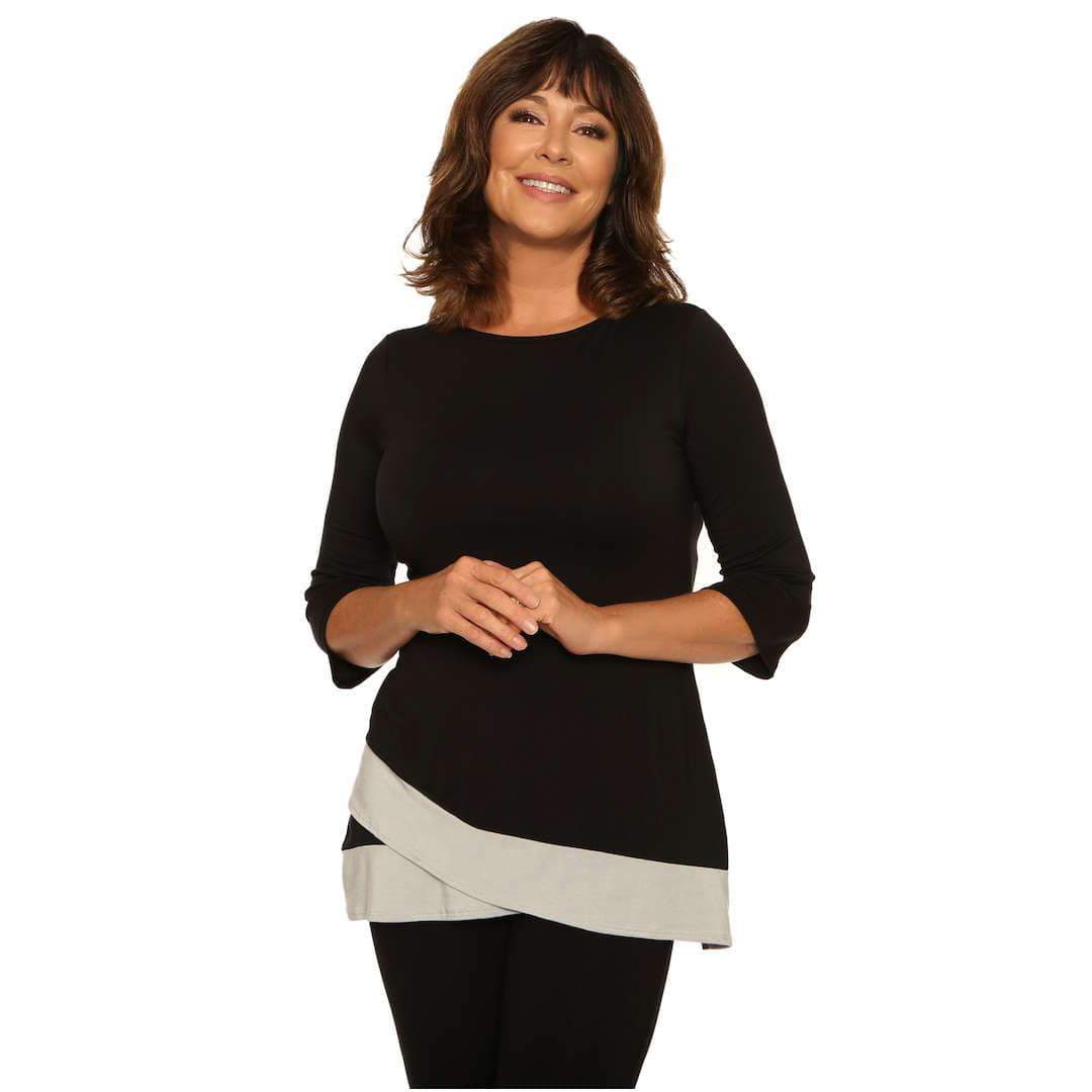 Black and gray combination women's top